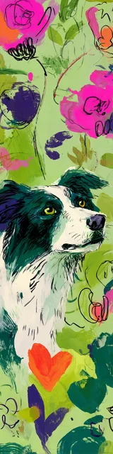 Free dog bookmarks featuring an all green farmer dog